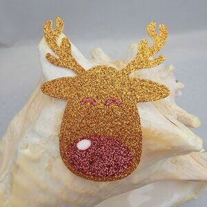 Pair Reindeer glitter Chirstmas pasties gold red NWT